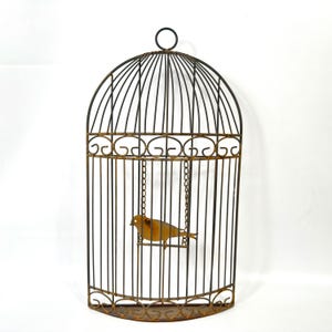 Metal birdcage wall decor – rustic half cage with bird, 41cm image 10