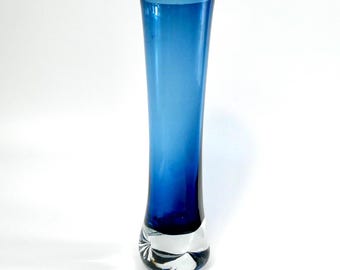 Bo Borgström Blue Glass Vase | 1960s Åseda Glasbruk | Iconic Swedish Mid-Century Design