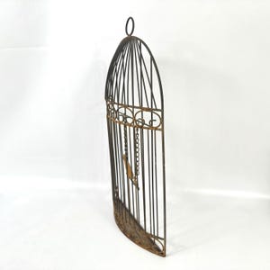 Metal birdcage wall decor – rustic half cage with bird, 41cm image 7