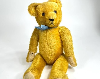 Antique Mohair Teddy Bear, 1930s German Hot Water Bottle, 17 Inch Jointed Toy