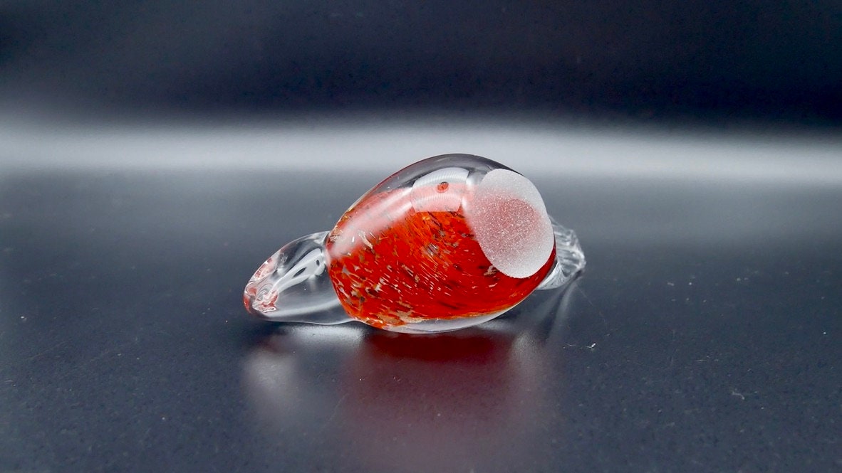 Vintage Glass Red Cardinal Bird, Handmade and Designed by FM