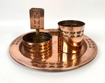 Copper smoking set – handcrafted arts and crafts , 1920s–1930s