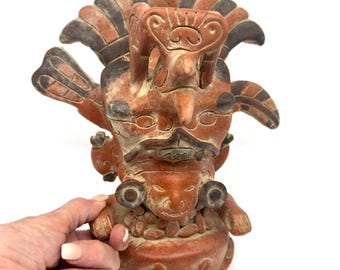 Vintage Zapotec Terracotta Sculpture: Mid-Century Mexican Folk Art