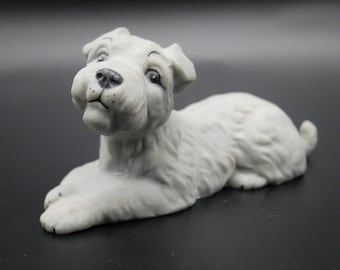 Marble Dog - Vintage Fox Terrier figurine - Hand-Painted Dog Ornament