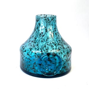 Schott Zwiesel Glass Vase, Blue Art Glass Bowl Form, Heinrich Löffelhardt 1960s imagem 3