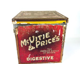Vintage McVitie's Biscuit Tin: Large Square Advertising Tin, England