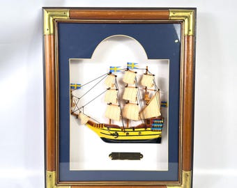 Ship shadow box – swedish warship model wall art, 36×46cm