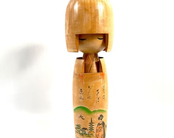 Kokeshi-Puppe, große japanische Vintage-Holzfigur aus der Showa-Zeit