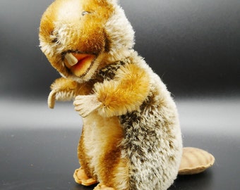 Vintage 1960s Steiff Piff Marmot – Mohair Plush Animal, Collectible German Toy