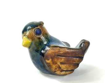 Vintage pottery bird – willy fischer for ego stengods, 1960s sweden studio figurine