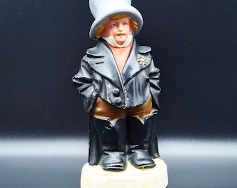 Vintage Figurine – Victorian Boy in Oversized Clothing, Made in Germany