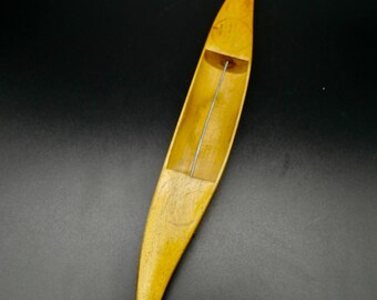 Vintage swedish wood loom shuttle: hand carved weaving bobbin
