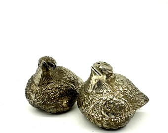 Vintage bird salt & pepper shakers, silver plated  – elegant table decor, 7 cm