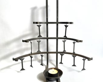 Vintage swedish wrought iron candleholder – sculptural tiered design by boda smide