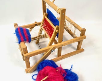 Vintage micki gemla tabletop loom – swedish wooden weaving loom, 1970s, compact & complete