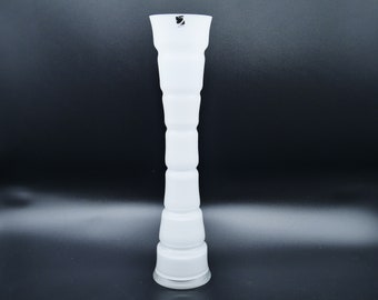 Vintage Kosta Boda Art Glass Vase: Tall White Sommerso, Swedish Design