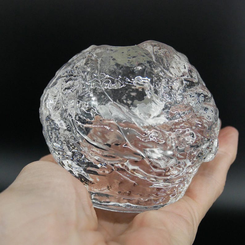 Glass Candleholder, Ann Wärff Kosta Boda Snowball, Swedish Art Glass image 6
