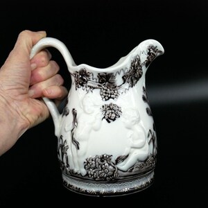 Gefle Porcelain Jug – Brown & White Vintage Ceramic Pitcher, 1940s