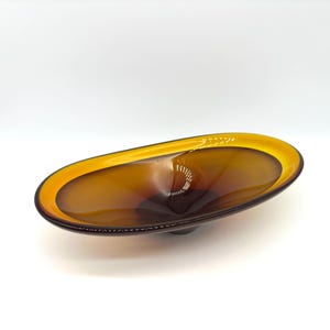 Mid-Century Murano Style Amber Art Glass Bowl – Handblown Italian Glass Centrepiece