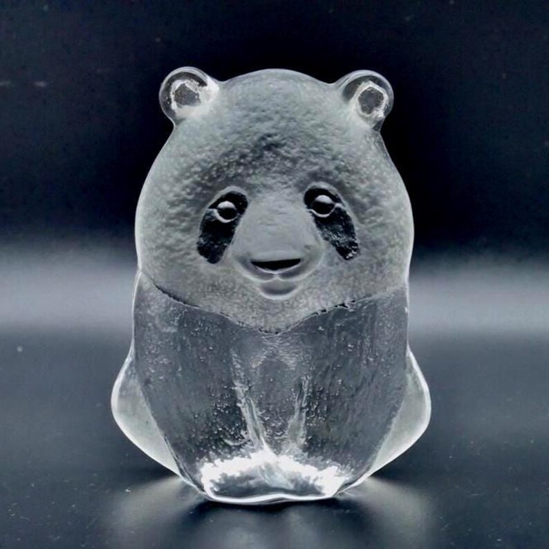 Art glass panda - wwf paperweight sculpture signed mats jonasson image 3