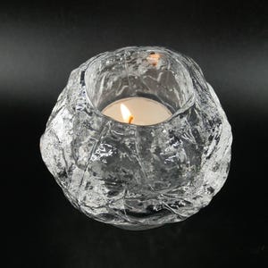 Glass Candleholder, Ann Wärff Kosta Boda Snowball, Swedish Art Glass image 1