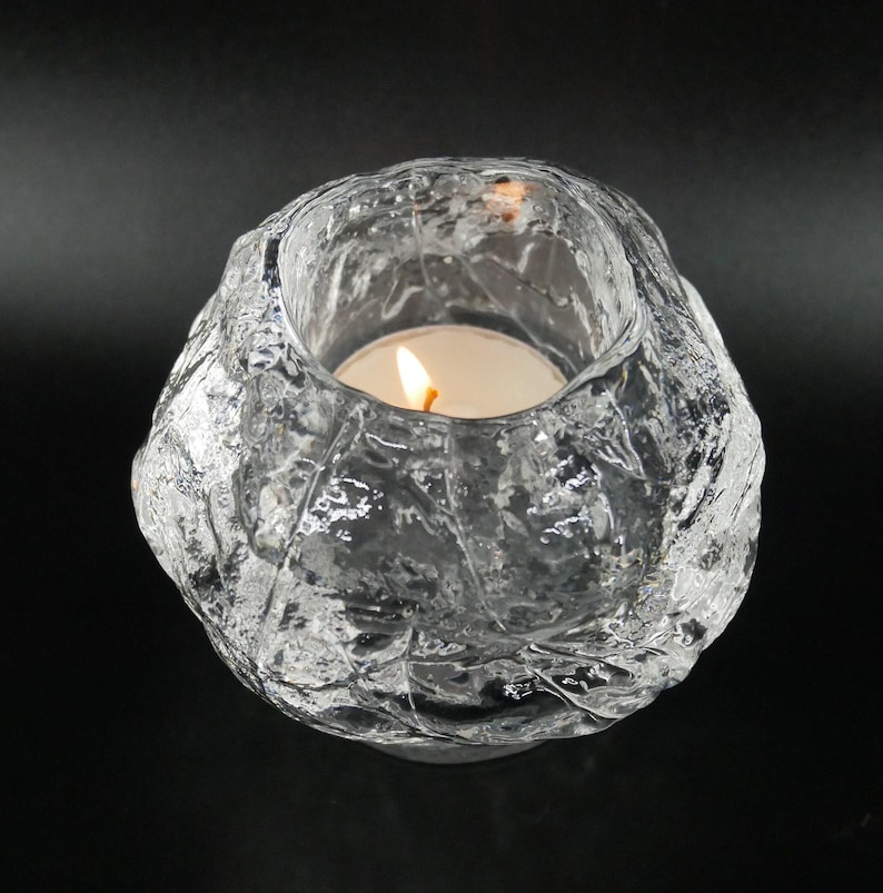 Glass Candleholder, Ann Wärff Kosta Boda Snowball, Swedish Art Glass image 1