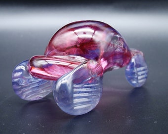 Glass Car Sculpture – Mid-Century Abstract Figurine, Signed, 15 cm