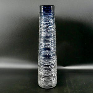 Tall Mid-Century Cobalt Blue “Spun” Vase – Bengt Edenfalk for Skruf, 1960s Swedish Art Glass