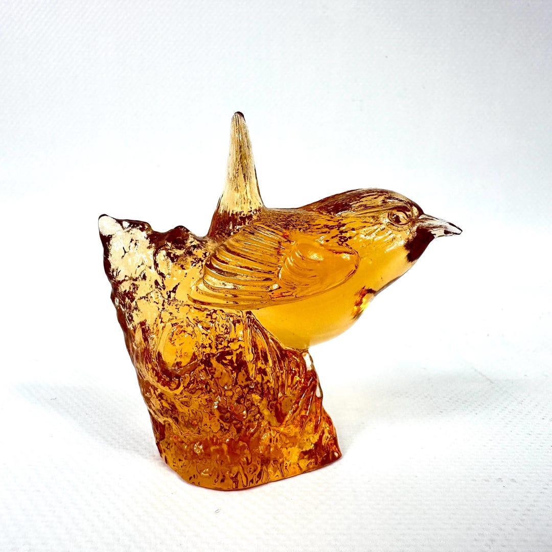 kosta boda　作家Paul hoff Amber Kosta Boda Glass Bird – Paul Hoff Wwf Series, Vintage