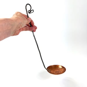 Rustic Copper Cooking Ladle, Antique Copper Jam Preserve Ladle, Sauce Ladel, Handmade with twisted handle farmhouse style.