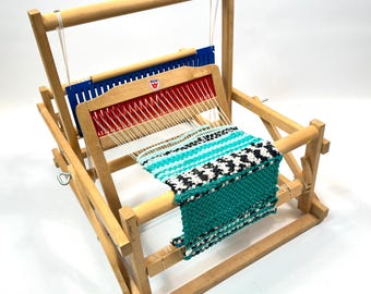 Wooden Weaving Loom, Vintage Tabletop Model, 54 cm
