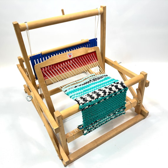 Wooden Weaving Loom, Vintage Tabletop Model, 54 cm