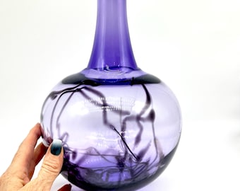 Kosta Boda Art Glass Vase, Scribble Design by Gunnel Sahlin, Signed, 29 cm