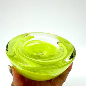 Kosta boda yellow glass candle holder bowl image 5