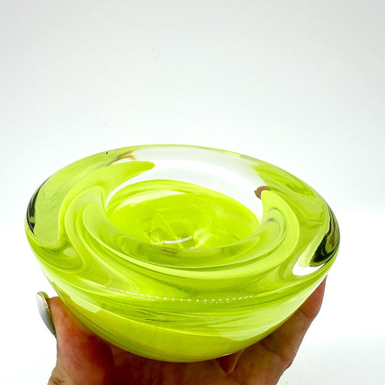 Kosta boda yellow glass candle holder bowl image 5