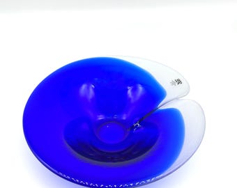 Mats Jonasson Blue Art Bowl, Swedish Studio, 18 cm
