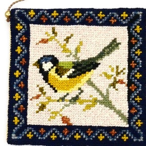 Halverwege de eeuw vogeltapijt handgemaakte geborduurde kunst muurdecoratie