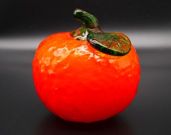 Vintage Hand Blown Studio Art Glass Orange | Swedish Glass | Fruit Sculpture