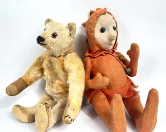 Antique Steiff Doll – 1900s German Jester Character Toy, Fully Jointed, 26 cm