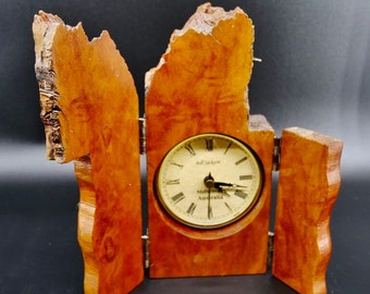 Vintage Bill Jackson Redgum Wood Mantel Clock: Australian Made