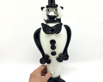 Murano-Style Art Glass Clown Figurine: Mid-Century Hand-Blown Sculpture