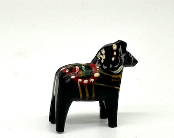 Wood Miniature Dala Horse - Vintage folk art from Sweden