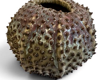 Ceramic Sea Urchin Vase, Des Pots Holland, Dutch Studio Pottery, Reactive Glaze