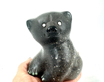 Pottery bear figurine – nittsjö sweden, signed & numbered 1109, mid-century
