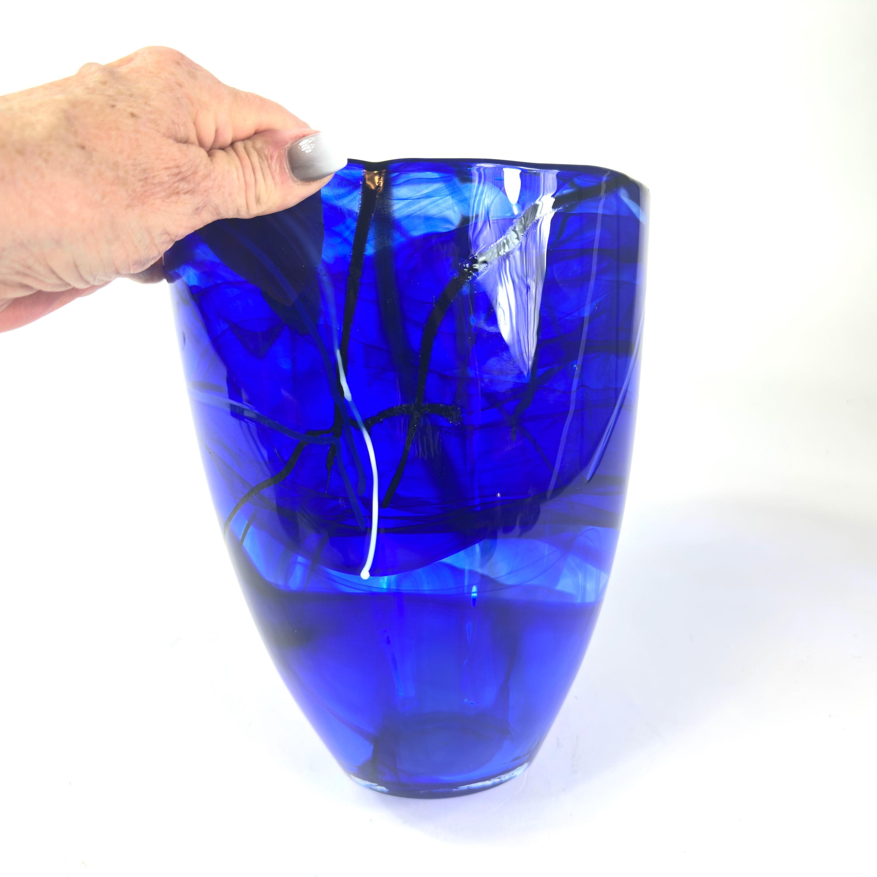 Scandinavian Art Glass – Kosta Boda “contrast” Cobalt Blue Vase