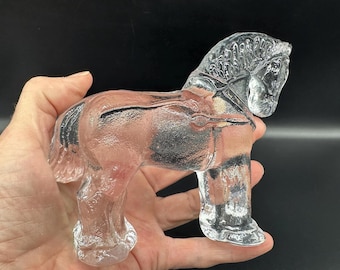 Vintage kosta boda glass horse sculpture: bertil vallien zoo collection paperweight