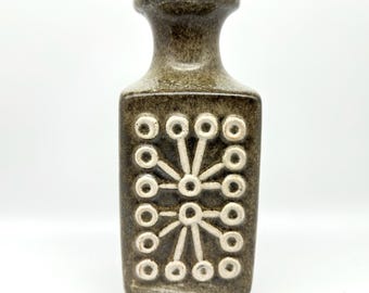 German Sputnik Vase, VEB Haldensleben Cube 308 1A, Brown Mid-Century Pottery