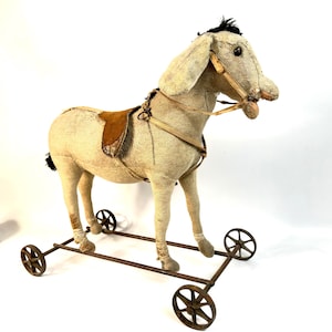 Steiff åsna dragleksak antik tysk åkdjur c1910-1925 bild 2