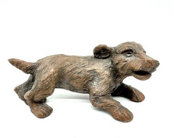 Studio pottery dog sculpture, signed scandinavian ceramic