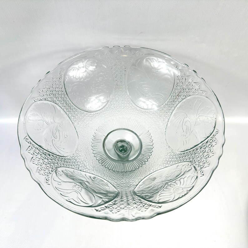 Compostiera in vetro pressato, centrotavola per frutta con piedistallo, trasparente (23 cm) immagine 5